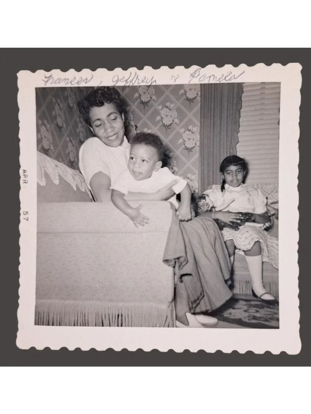 Vintage Black White Family Photo April 1957 African American Mother Son Daughter - Picture 3 of 8